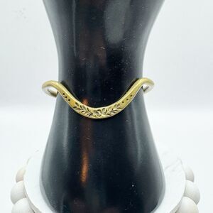 Brass Cuff Bracelet Etched Floral Pattern Bohemian Coquette Girly Cottagecore